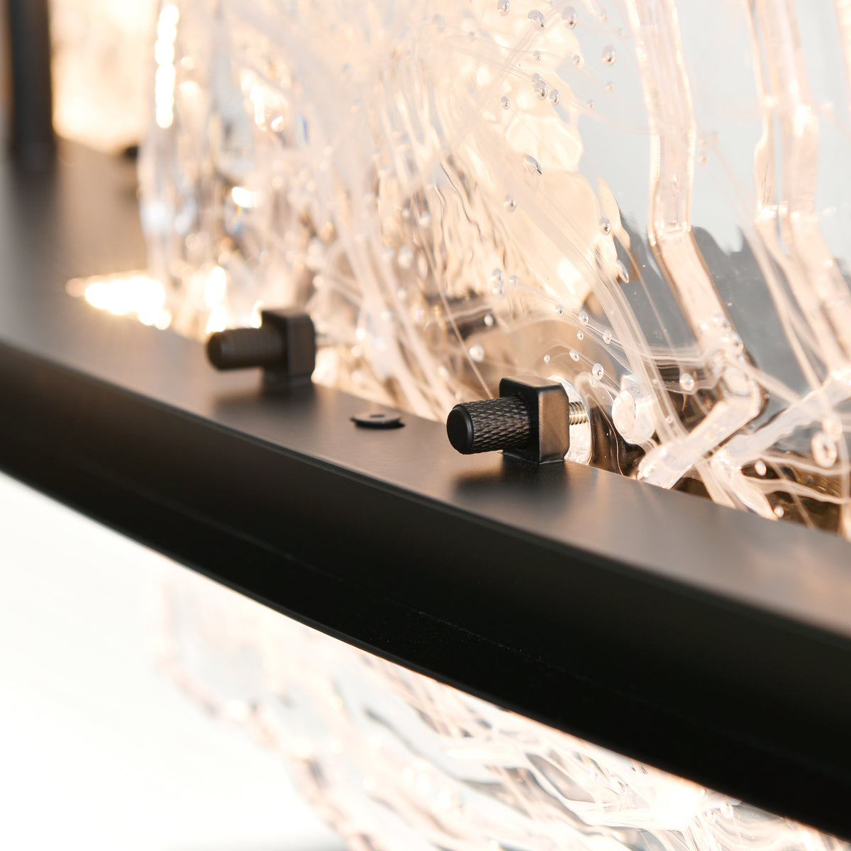 Arcus Integrated LED 70in Black Chandelier with Handcrafted Glass
