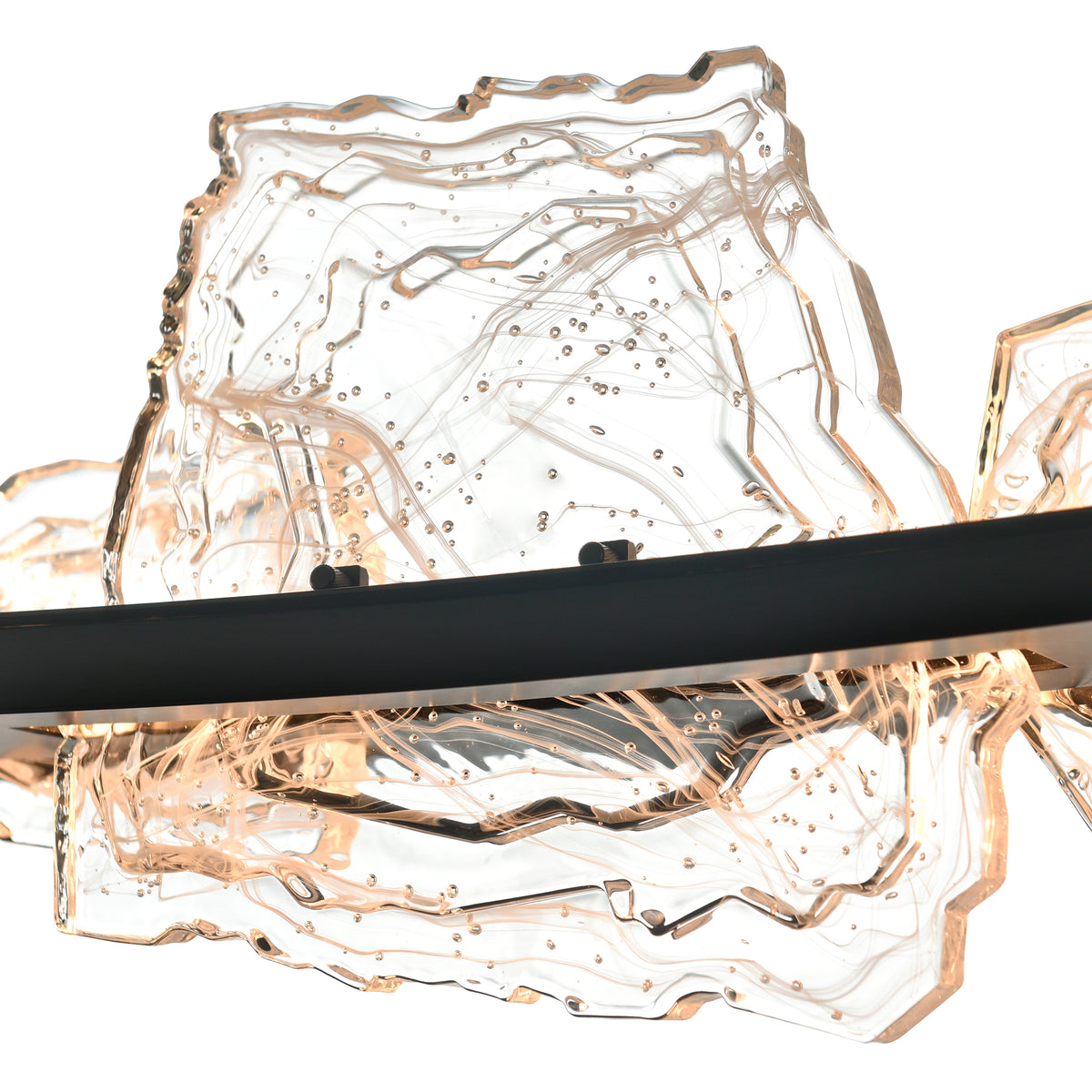 Arcus Integrated LED 70in Black Chandelier with Handcrafted Glass