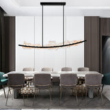 Arcus Integrated LED 70in Black Chandelier with Handcrafted Glass