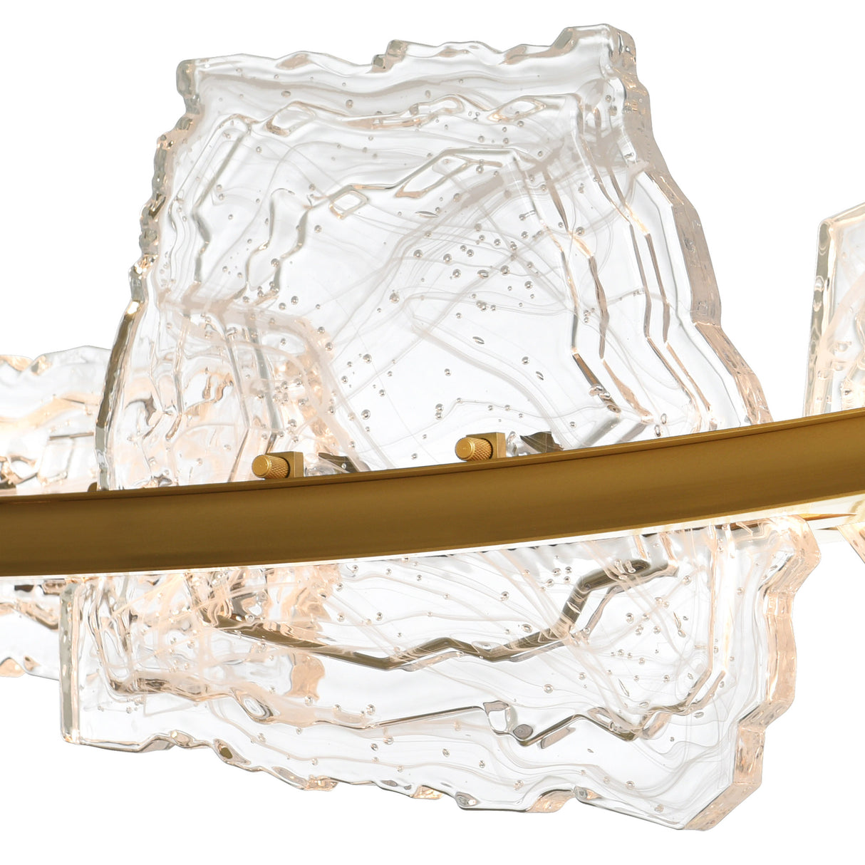 Arcus Integrated LED 70in Brass Chandelier with Handcrafted Glass