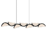 Moon Integrated LED 54in Black Chandelier with Handcrafted Glass