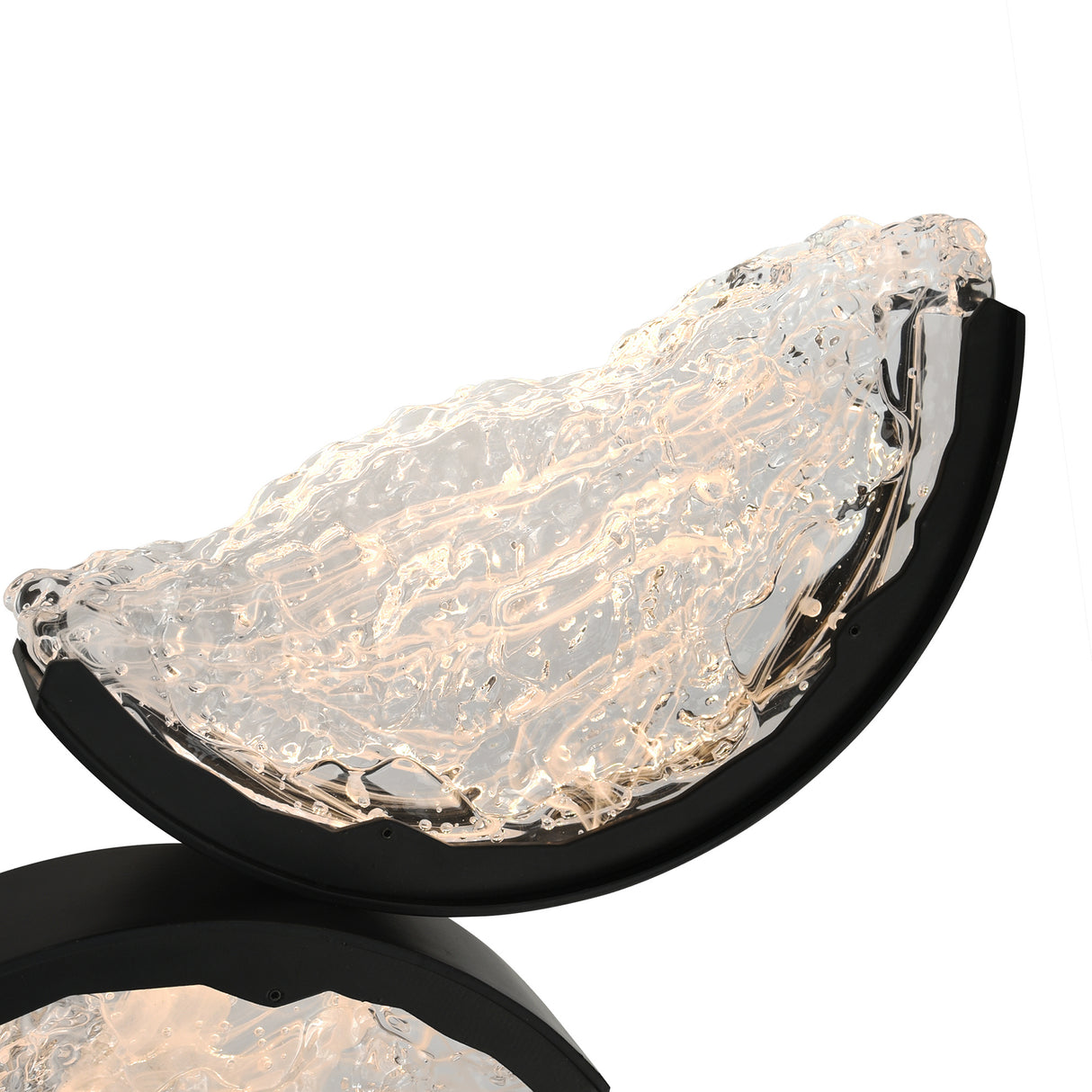 Moon Integrated LED 8in Black Mini Pendant with Handcrafted Glass