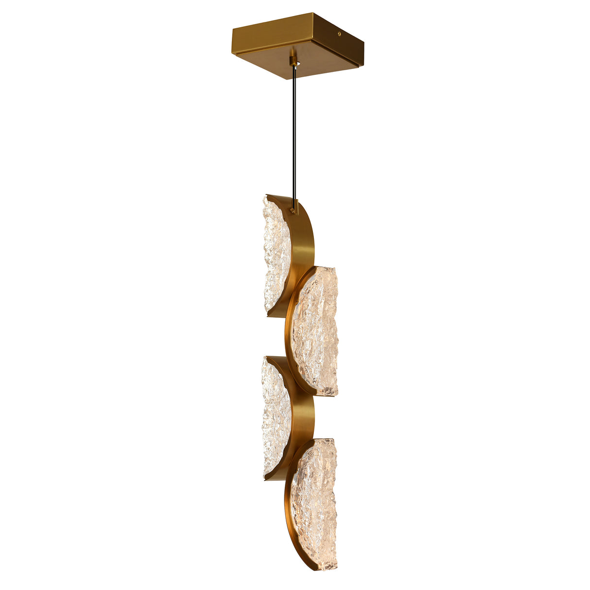 Moon Integrated LED 8in Brass Mini Pendant with Handcrafted Glass