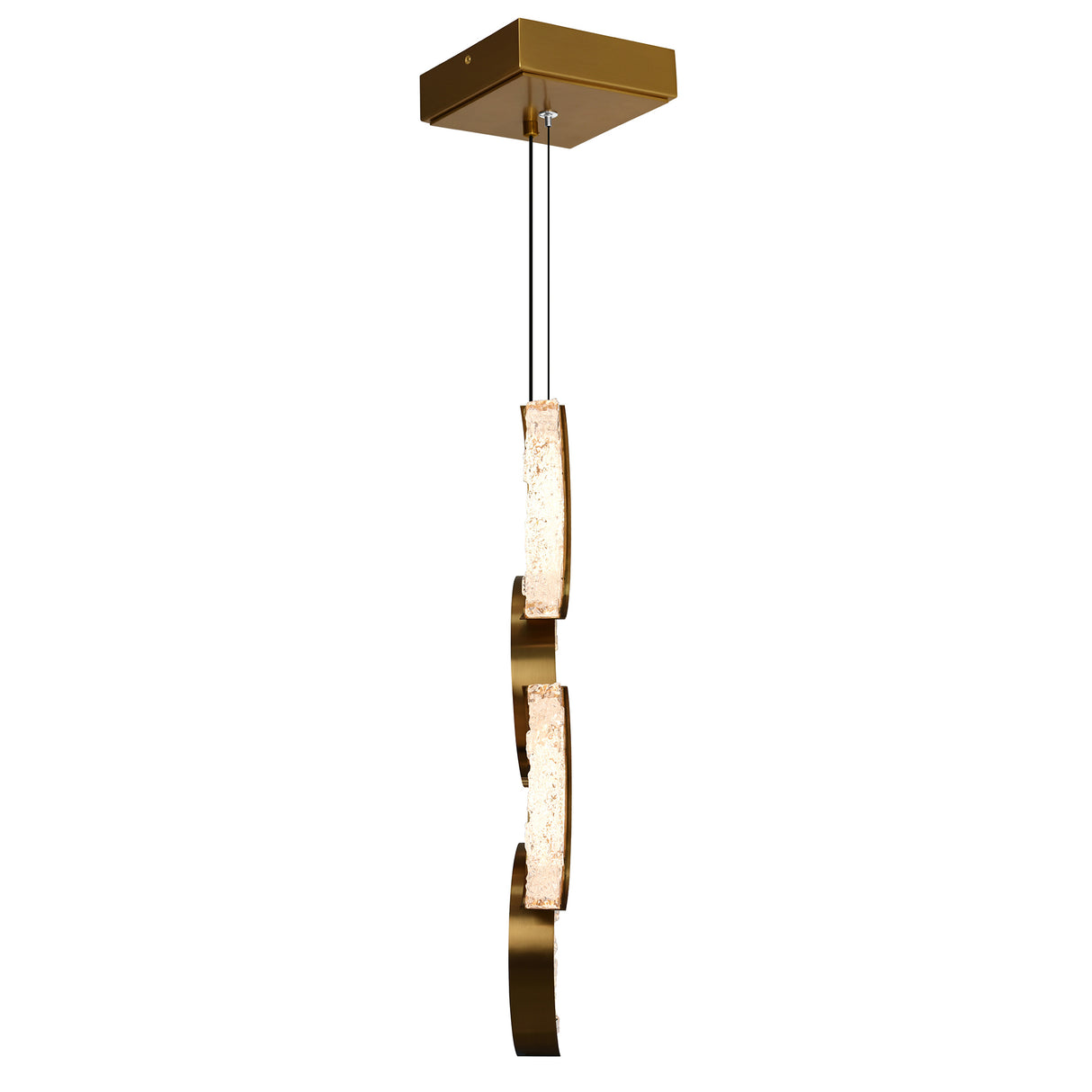 Moon Integrated LED 8in Brass Mini Pendant with Handcrafted Glass