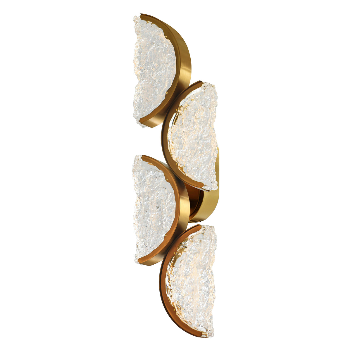 Moon Integrated LED 8in Brass Wall Light with Handcrafted Glass
