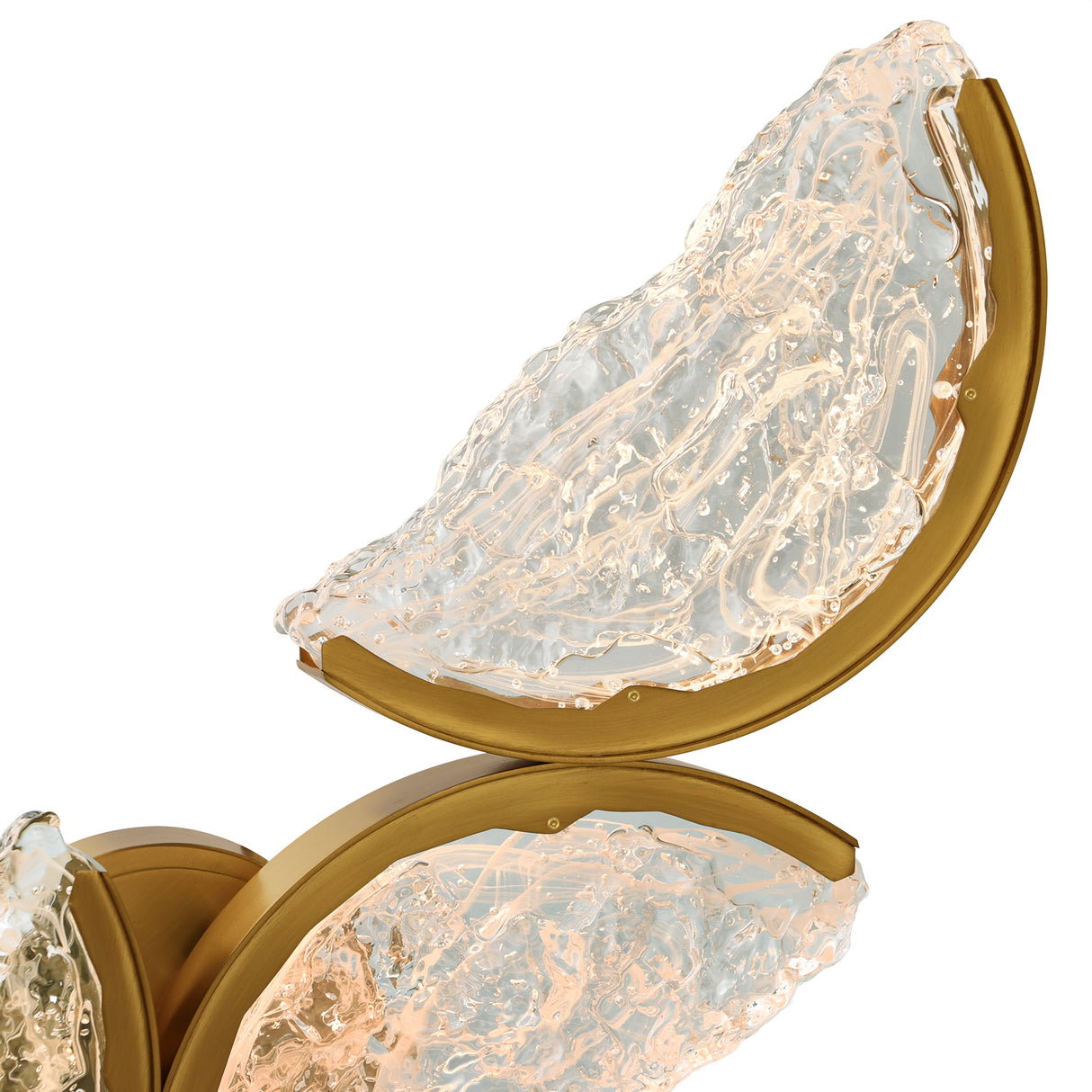 Moon Integrated LED 8in Brass Wall Light with Handcrafted Glass