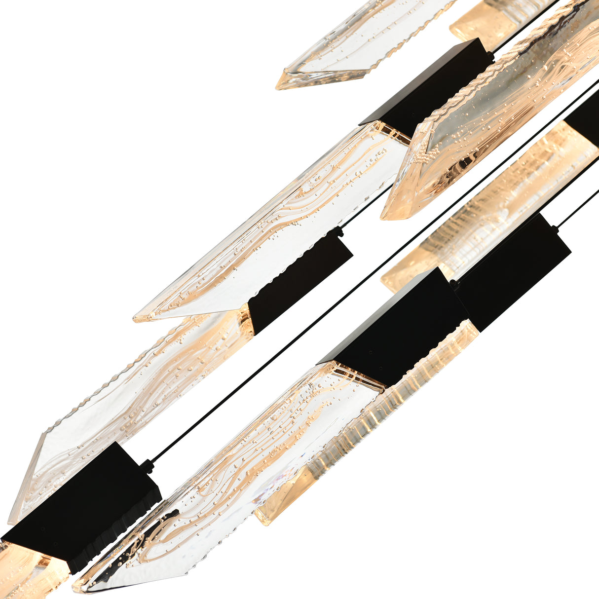 Petra Integrated LED 24in Black Chandelier with Handcrafted Glass