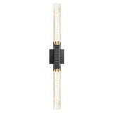 Petra Integrated LED 36in Sand Black Indoor-Outdoor Wall Light with Handcrafted Glass