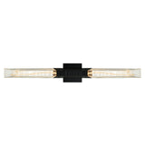 Petra Integrated LED 36in Sand Black Indoor-Outdoor Wall Light with Handcrafted Glass