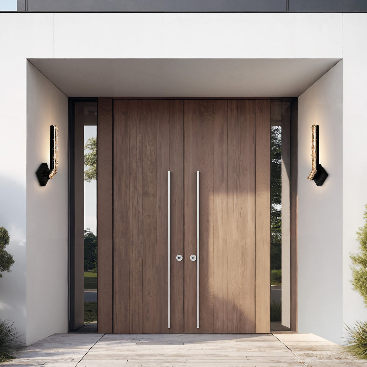 Contour Integrated LED 19in Sand Black Indoor-Outdoor Wall Light with Handcrafted Glass