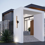 Contour Integrated LED 33in Sand Black Indoor-Outdoor Wall Light with Handcrafted Glass