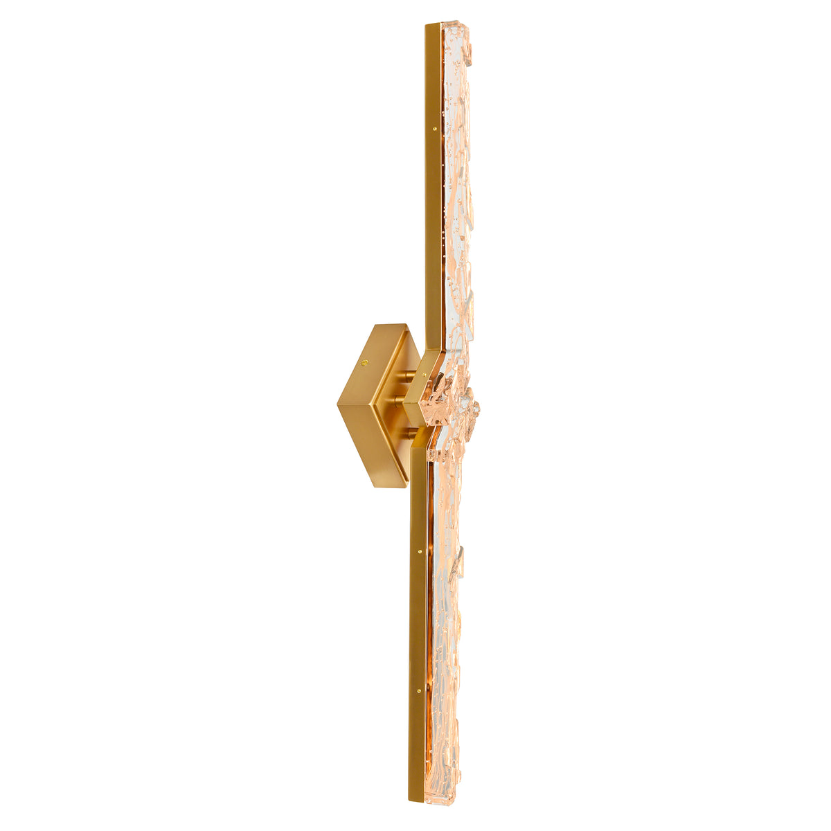 Contour Integrated LED 33in Brass Vanity Light with Handcrafted Glass