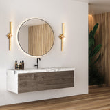 Contour Integrated LED 33in Brass Vanity Light with Handcrafted Glass