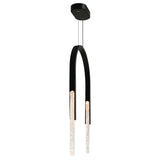 Curva Integrated LED 22in Black Chandelier with Handcrafted Glass