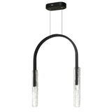 Curva Integrated LED 22in Black Chandelier with Handcrafted Glass