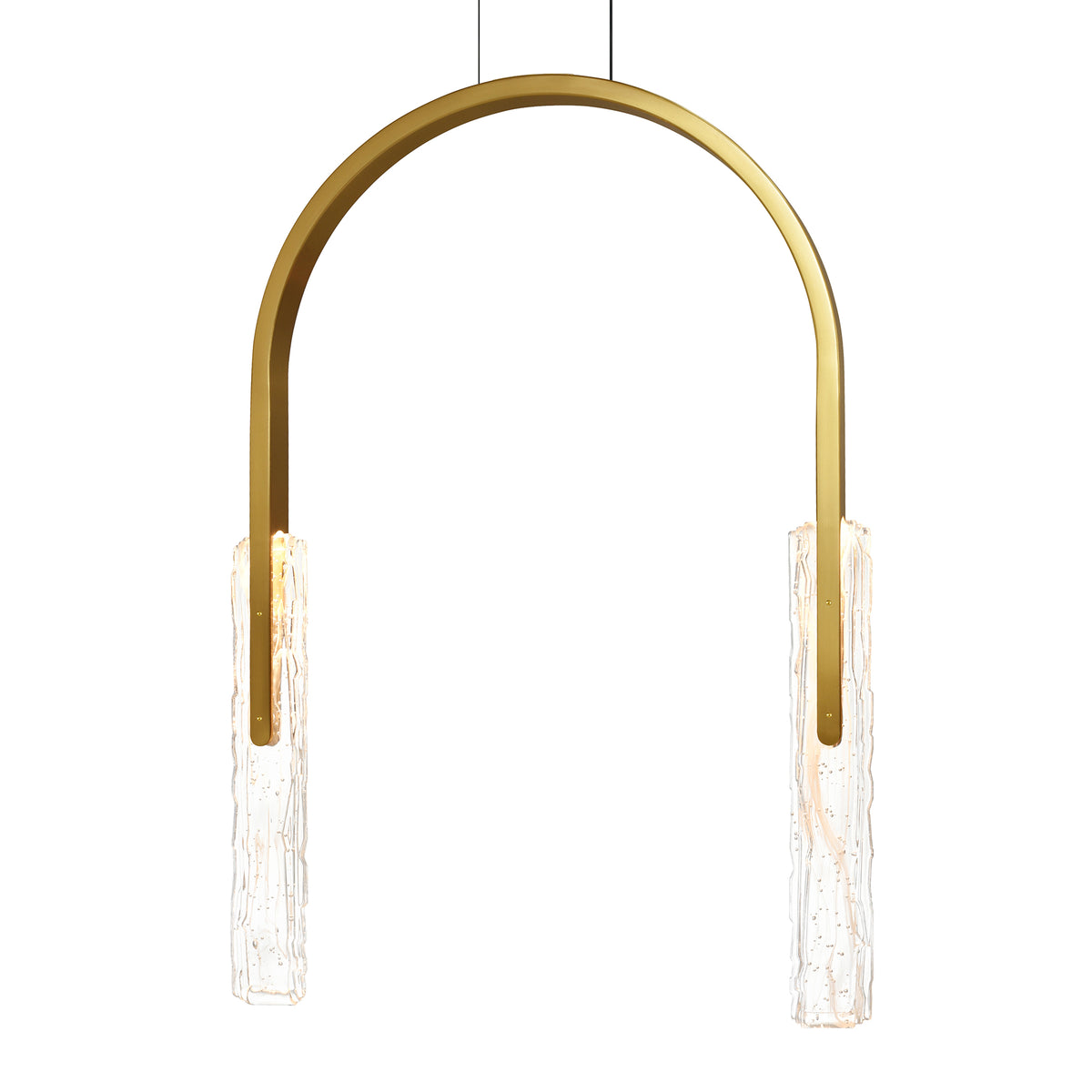 Curva Integrated LED 22in Brass Chandelier with Handcrafted Glass