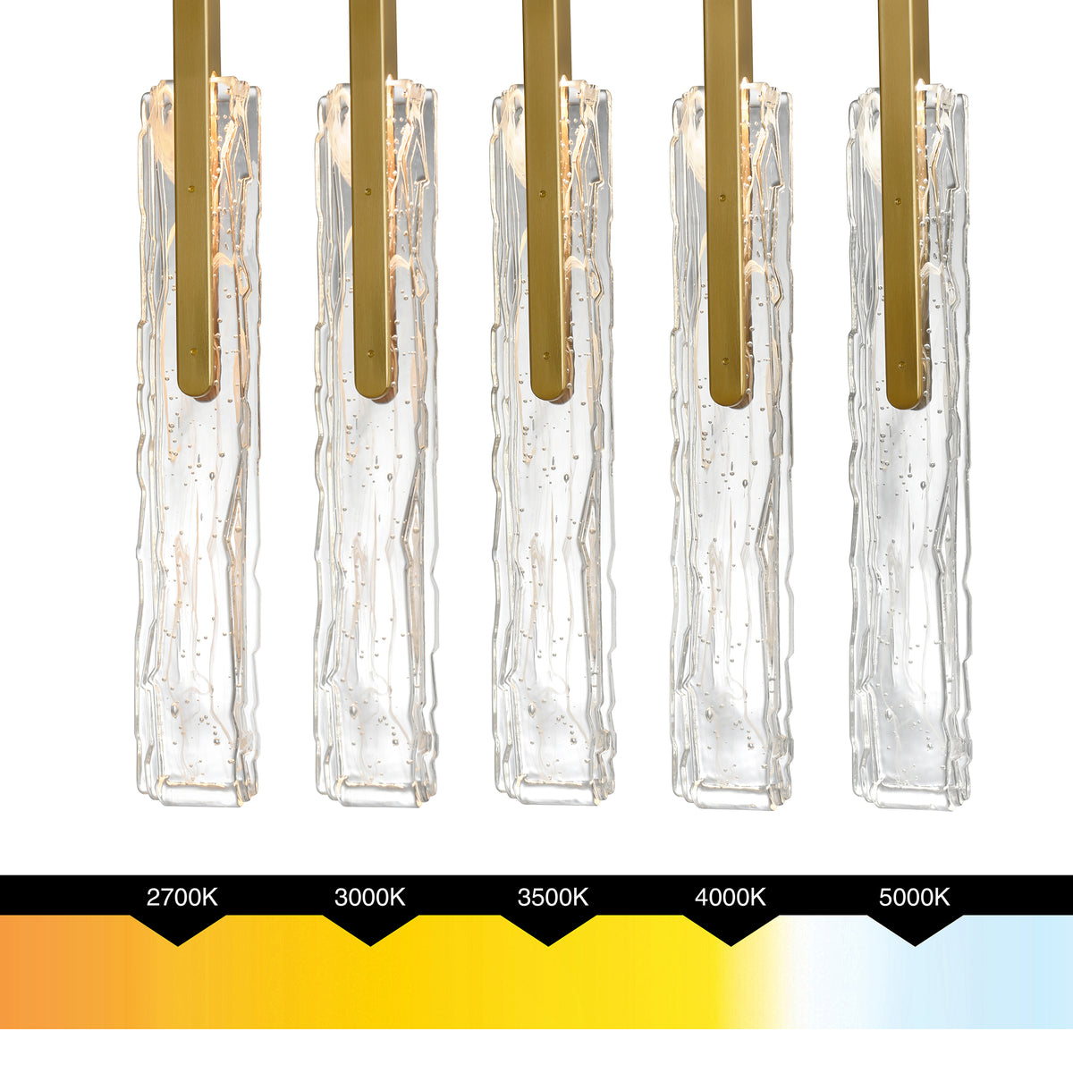 Curva Integrated LED 22in Brass Chandelier with Handcrafted Glass