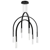 Curva Integrated LED 38in Black Chandelier with Handcrafted Glass