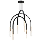 Curva Integrated LED 38in Black Chandelier with Handcrafted Glass
