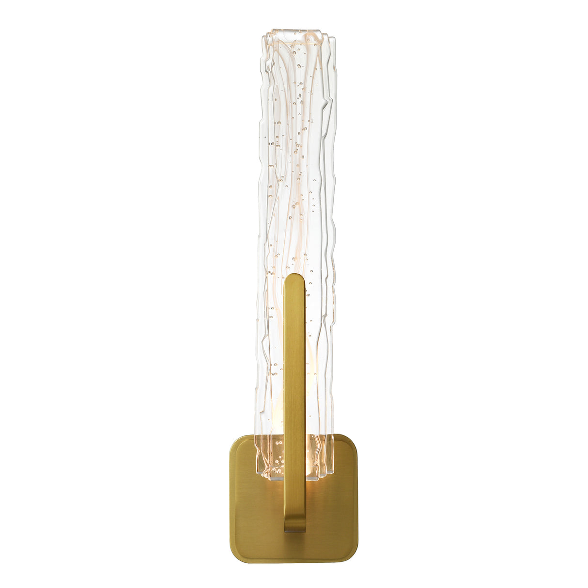Curva Integrated LED 19in Brass Wall Light with Handcrafted Glass