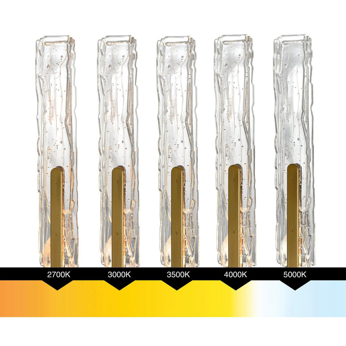 Curva Integrated LED 36in Brass Vanity Light with Handcrafted Glass