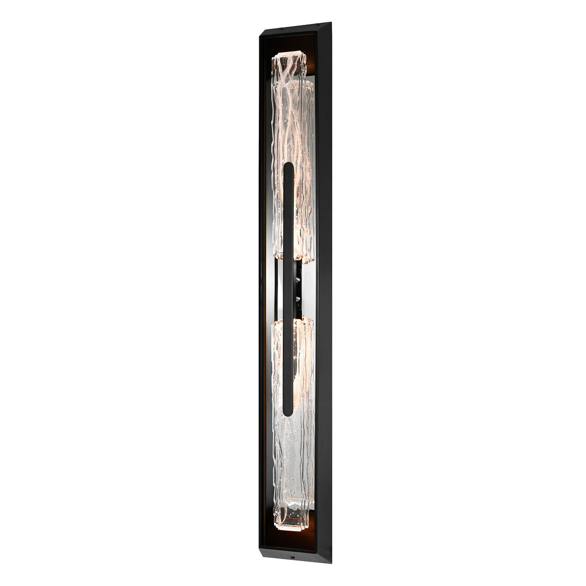 Curva Integrated LED 44in Sand Black Outdoor Wall Light with Handcrafted Glass