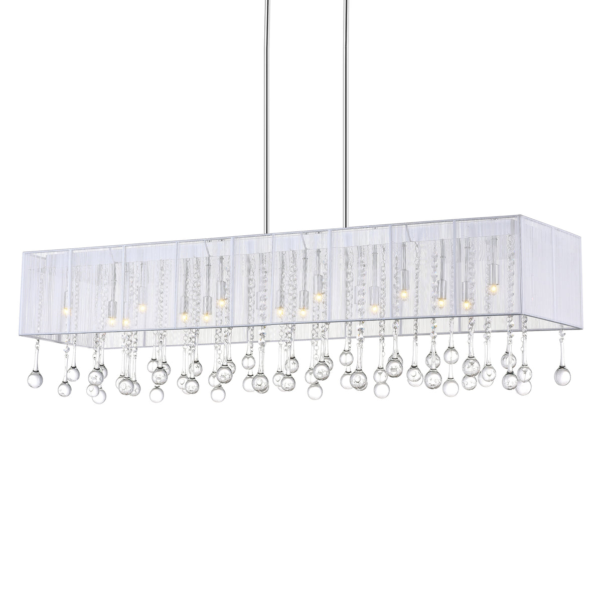 Water Drop 17 Light Drum Shade Chandelier With Chrome Finish