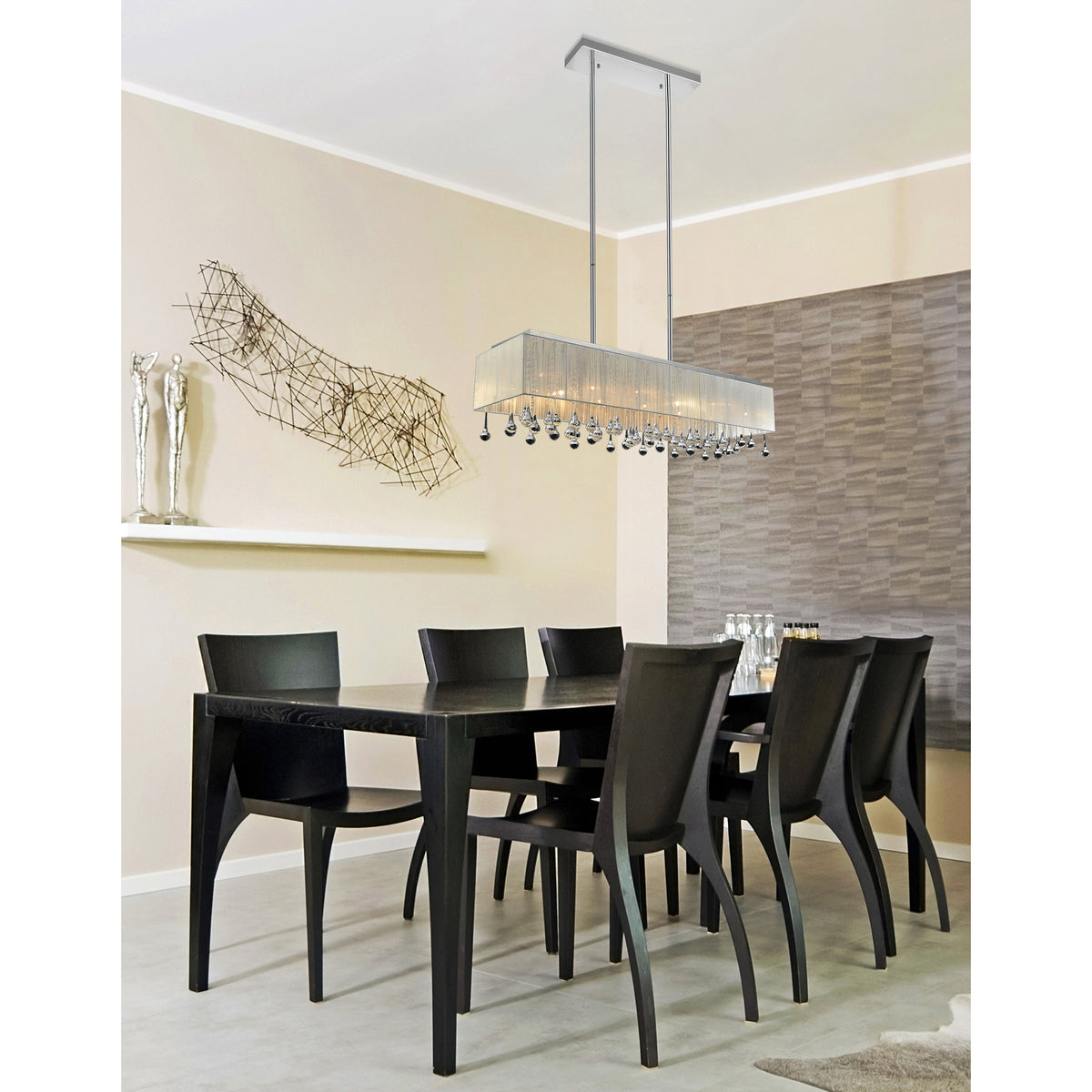 Water Drop 17 Light Drum Shade Chandelier With Chrome Finish