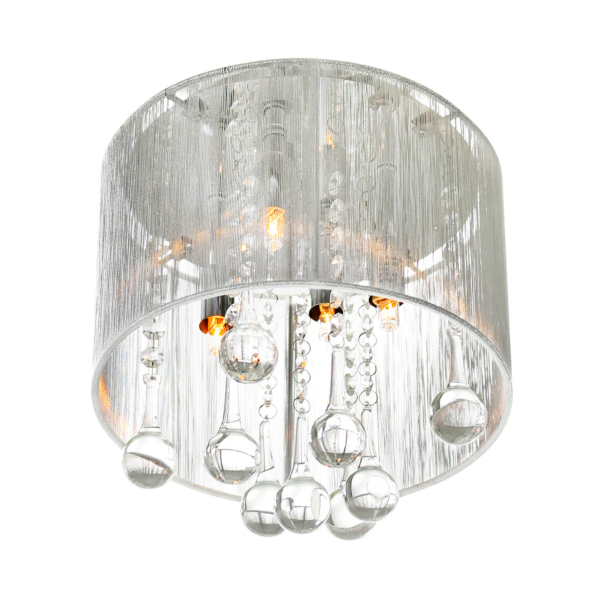 Water Drop 4 Light Chrome Flush Mount With Silver Shade