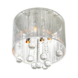 Water Drop 4 Light Chrome Flush Mount With Silver Shade