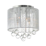 Water Drop 4 Light Chrome Flush Mount With Silver Shade