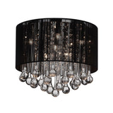 Water Drop 6 Light Chrome Flush Mount With Black Shade