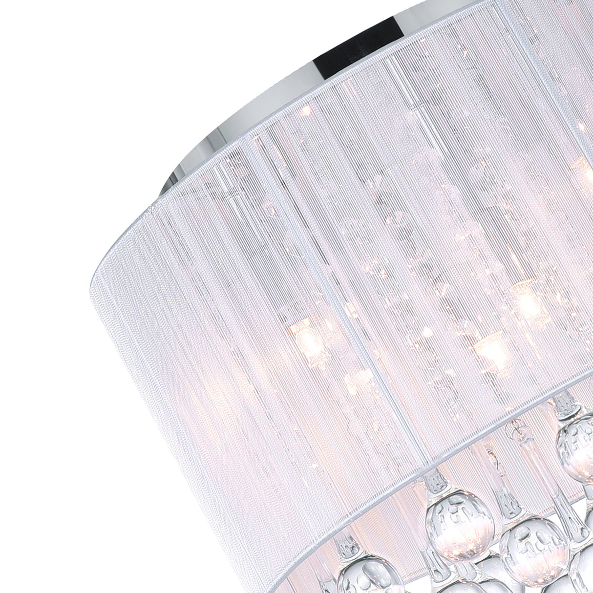 Water Drop 6 Light Chrome Flush Mount With White Shade