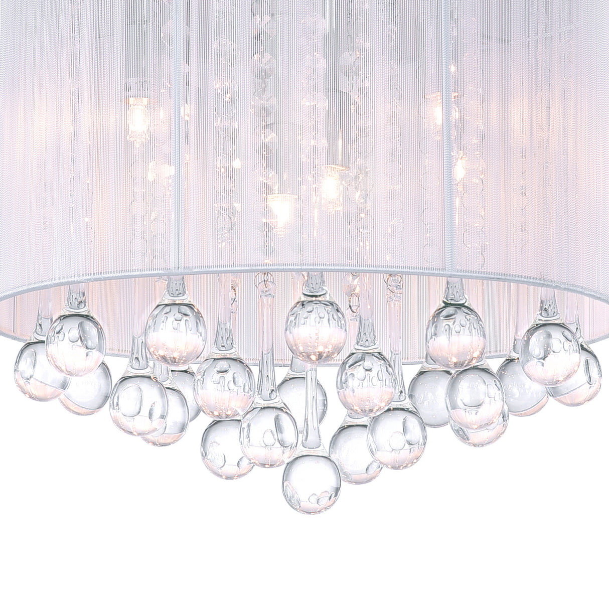 Water Drop 6 Light Chrome Flush Mount With White Shade