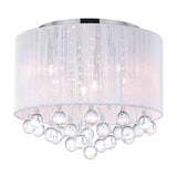 Water Drop 6 Light Chrome Flush Mount With White Shade