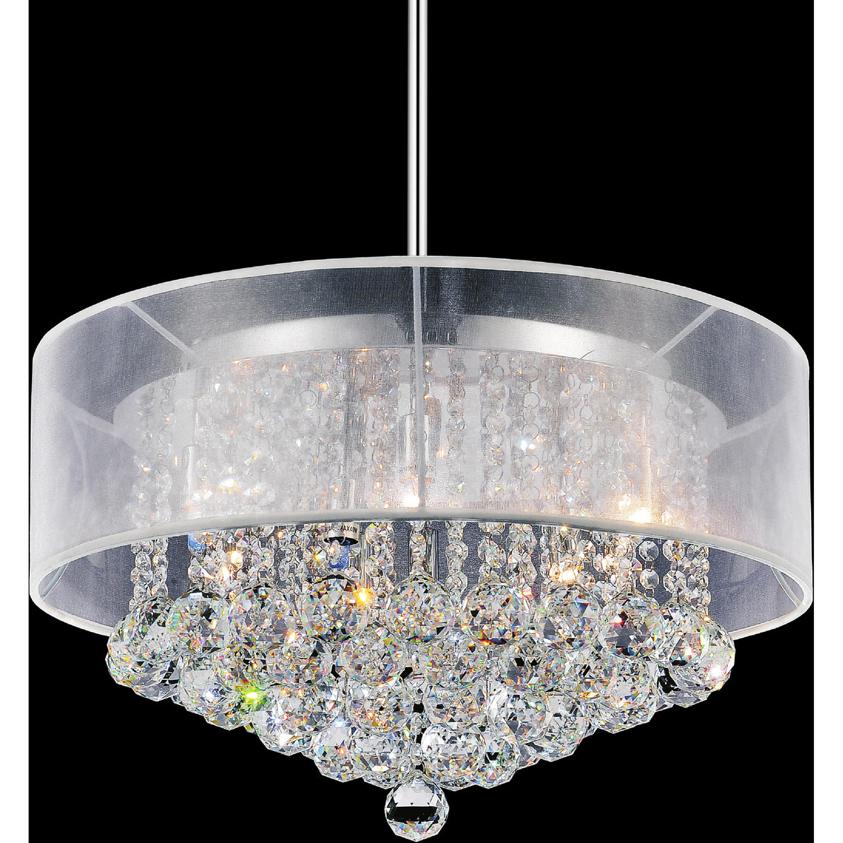 Radiant 9 Light 20in Chrome Drum Shade Chandelier with White Shade