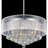 Radiant 9 Light 20in Chrome Drum Shade Chandelier with White Shade