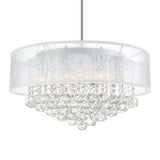 Radiant 12 Light 24in Chrome Drum Shade Chandelier with White Shade