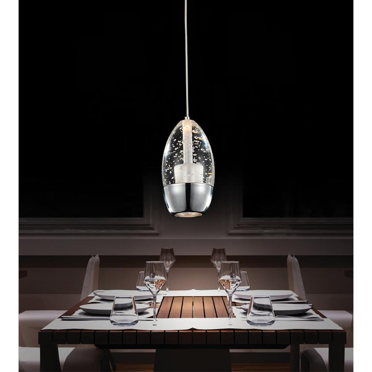 Perrier 1 Light Down Mini Pendant With Chrome Finish