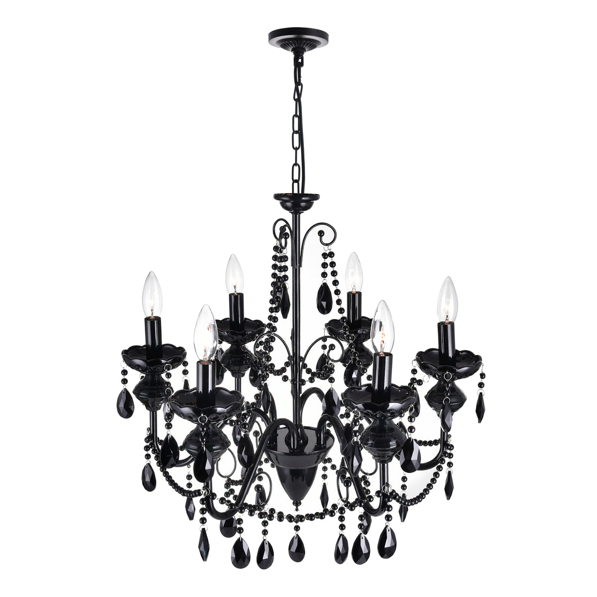 Keen 6 Light 22in Black Chandelier
