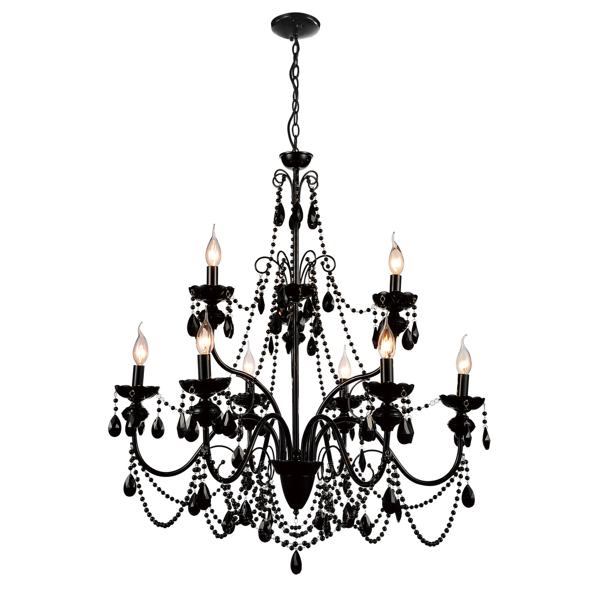 Keen 9 Light 32in Black Chandelier