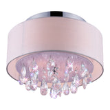Dash 3 Light 14in Chrome Flush Mount with Off White Shade