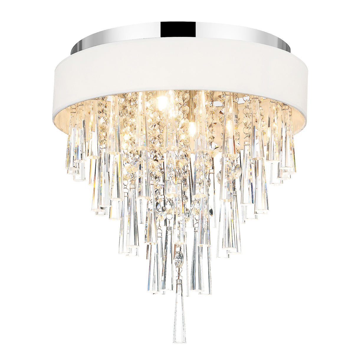 Franca 4 Light 16in Chrome Flush Mount with Off White Shade