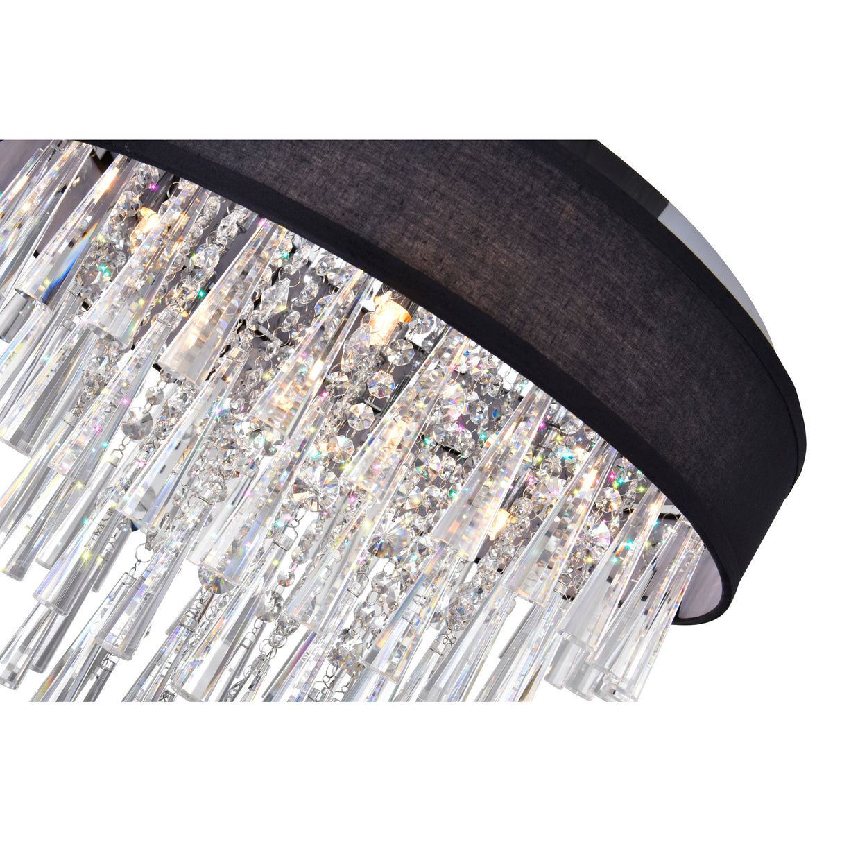 Franca 8 Light 22in Chrome Flush Mount with Black Shade
