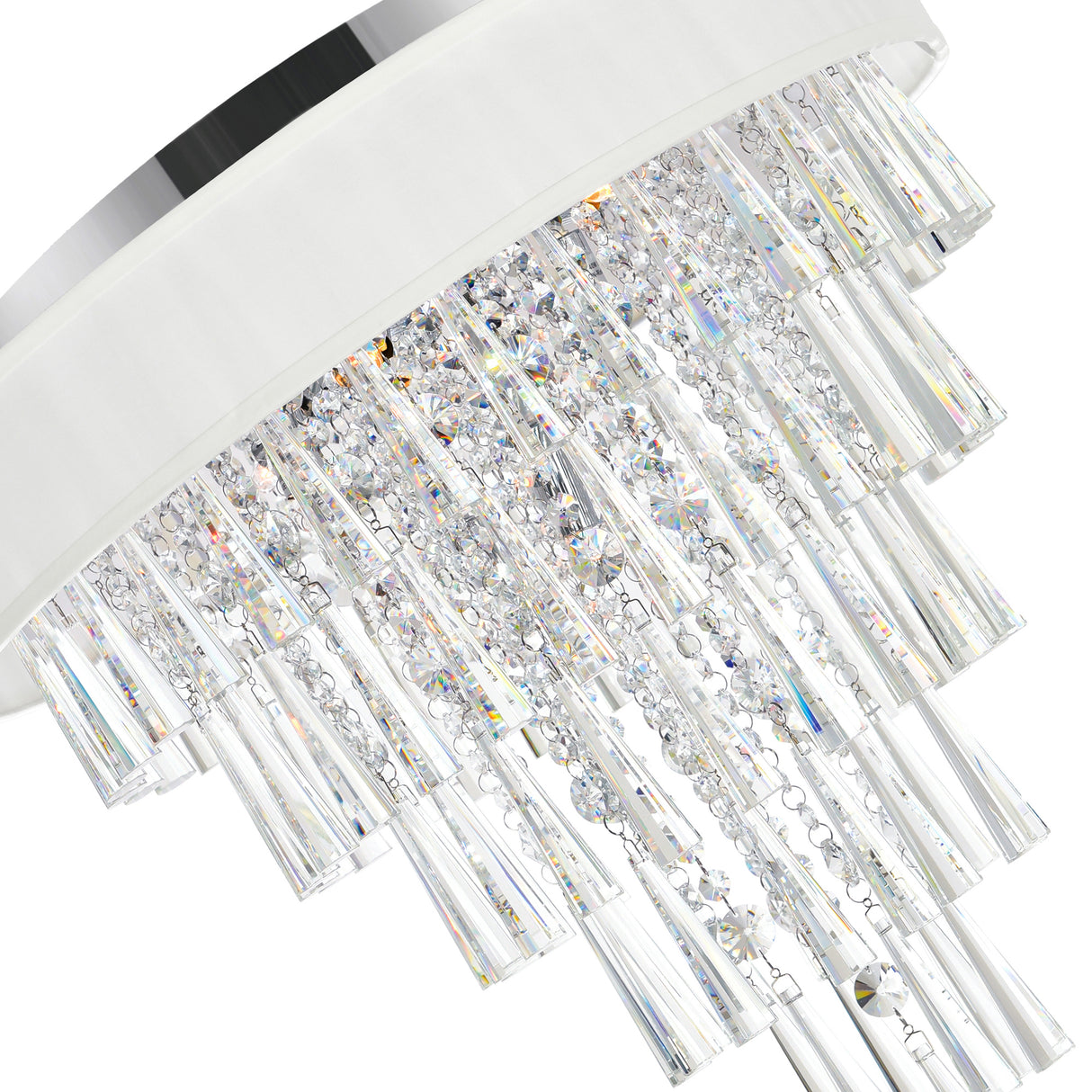Franca 8 Light 22in Chrome Flush Mount with Off White Shade