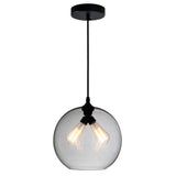 Glass 2 Light 12in Smoke Down Mini Pendant