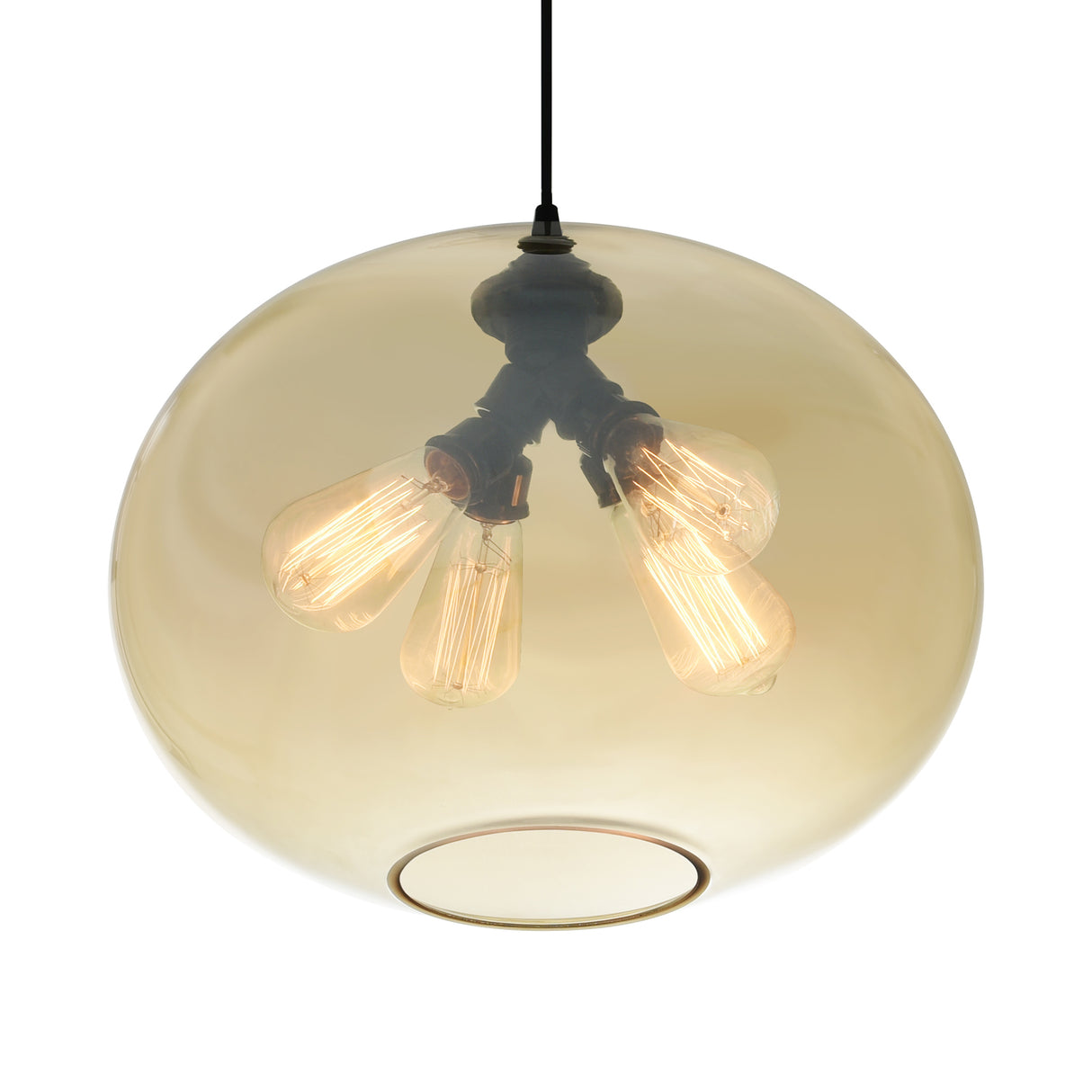 Glass 4 Light 16in Amber Down Pendant