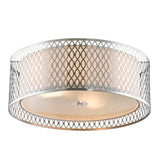 Mikayla 3 Light 17in Satin Nickel Drum Shade Flush Mount