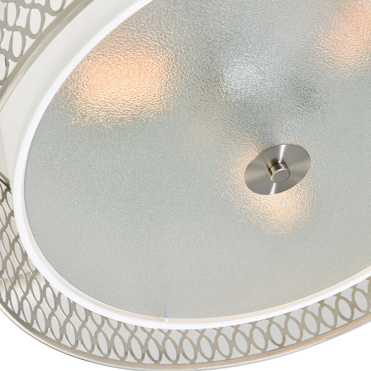 Mikayla 3 Light 17in Satin Nickel Drum Shade Flush Mount