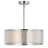 Mikayla 3 Light 17in Satin Nickel Drum Shade Chandelier